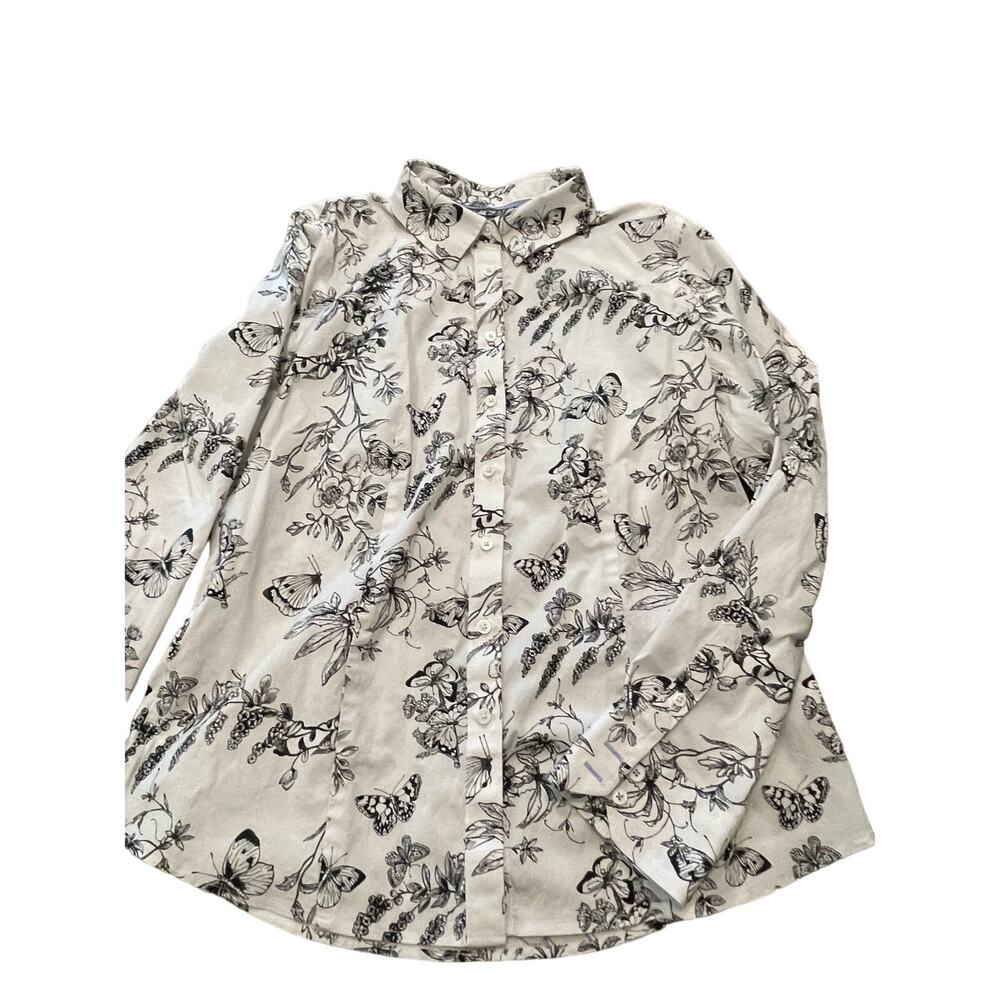 Talbots Womans Button Up Sz 6 Button Up Black /Wh… - image 1